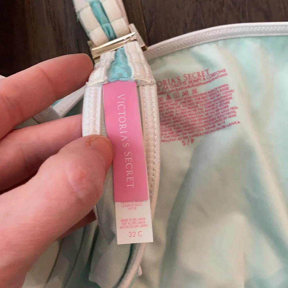 Victoria’s Secret String Bikini - Aqua and White - Picture 5 of 5